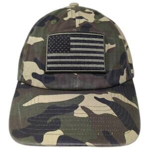 47 Twins Green Woodland Camo Tactical US Flag Baseball Cap One Size Hat OSFM